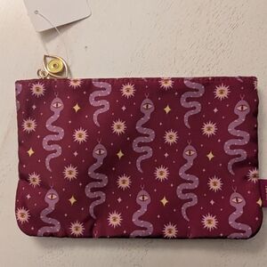 ipsy Burgundy Cosmetic Bag with Snake and Star Pattern